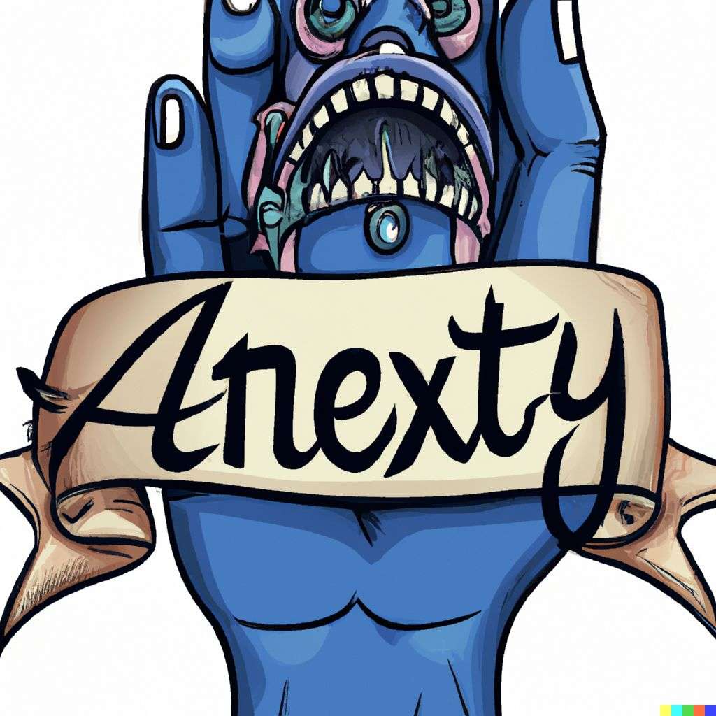 a representation of anxiety, detailed color retro tattoo design
